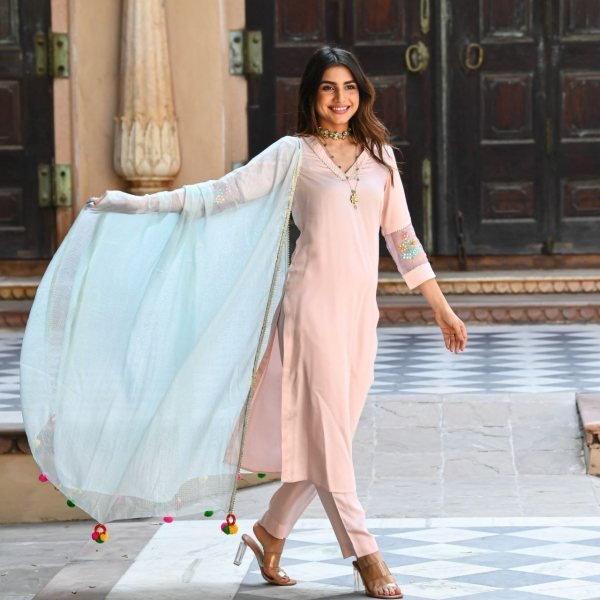 Women s Rayon Kurta With Printed Dupatta Set 3 Piece Kurti Set