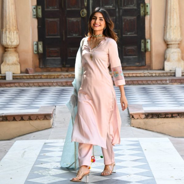 Women s Rayon Kurta With Printed Dupatta Set 3 Piece Kurti Set