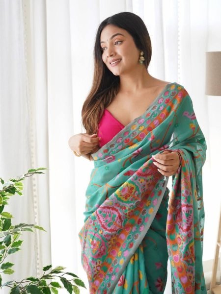 Women s Slub Kashmiri Weaving Silk Woven Banarasi Kanjivaram Silk Saree  Silk Sarees Wholesale