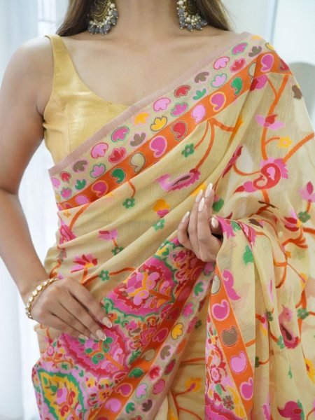 Women s Slub Kashmiri Weaving Silk Woven Banarasi Kanjivaram Silk Saree  Silk Sarees Wholesale