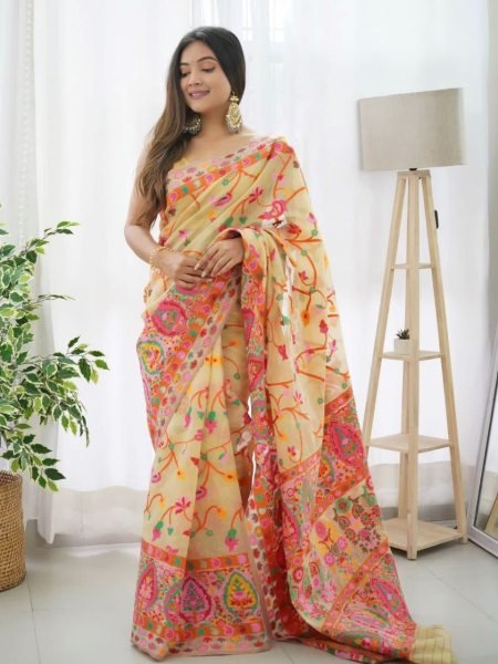 Women s Slub Kashmiri Weaving Silk Woven Banarasi Kanjivaram Silk Saree  Silk Sarees Wholesale