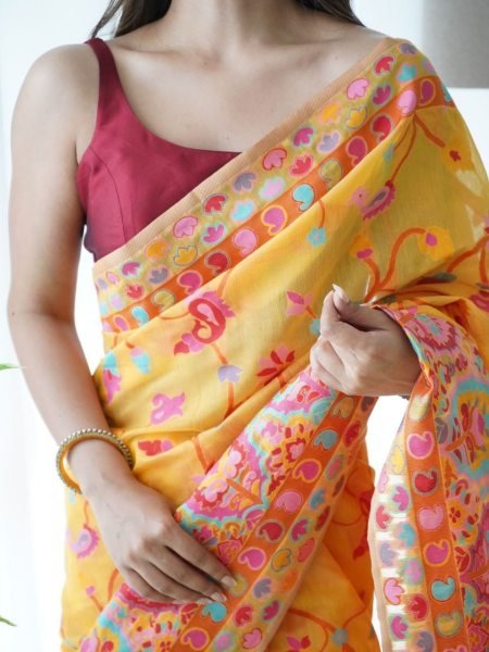 Women s Slub Kashmiri Weaving Silk Woven Banarasi Kanjivaram Silk Saree  Silk Sarees Wholesale