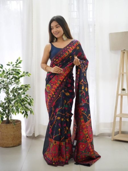 Women s Slub Kashmiri Weaving Silk Woven Banarasi Kanjivaram Silk Saree  Silk Sarees Wholesale