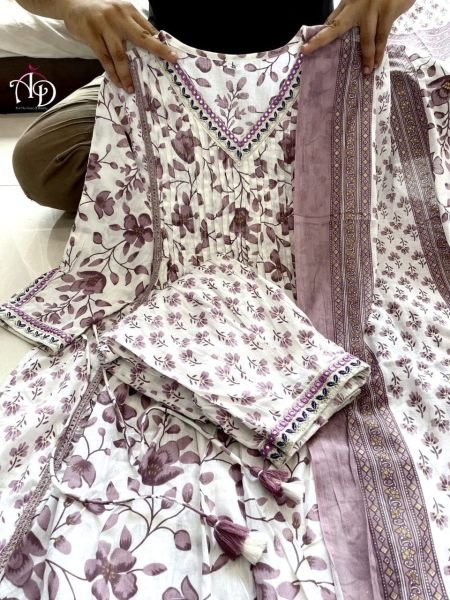 Women Softest Cotton Kurti Pant Set  3 Piece Kurti Set