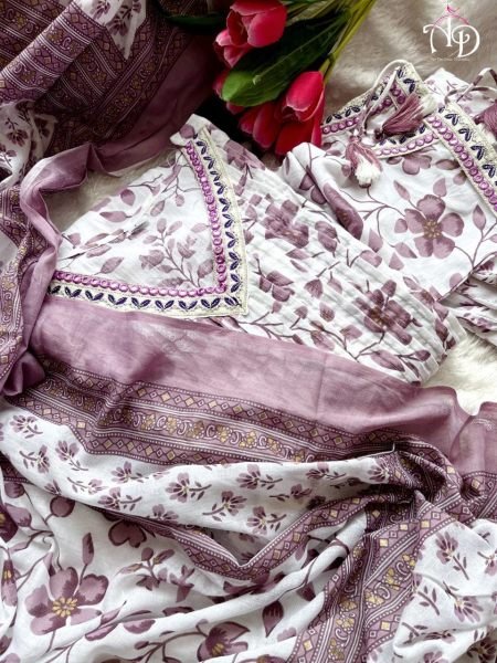 Women Softest Cotton Kurti Pant Set  3 Piece Kurti Set