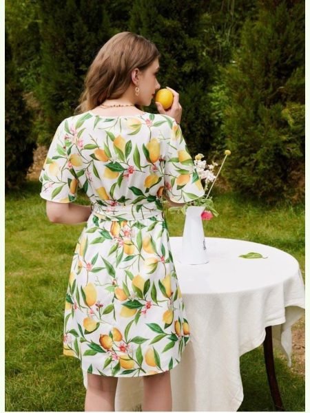 Stylish White Printed Flared Havy Maikro Crepe Dress Tunics kurti