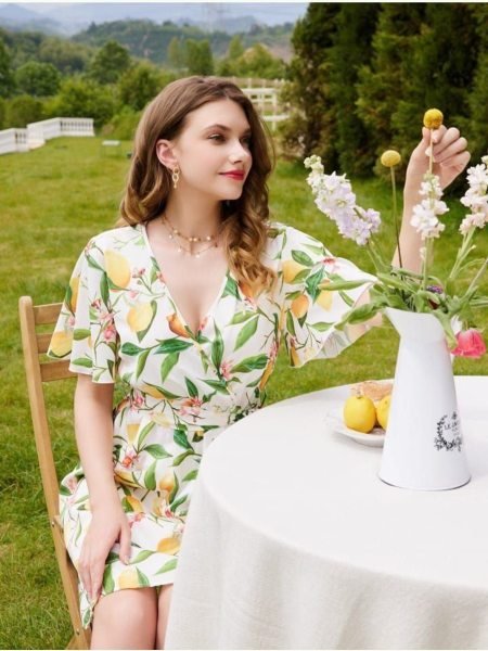 Stylish White Printed Flared Havy Maikro Crepe Dress Tunics kurti