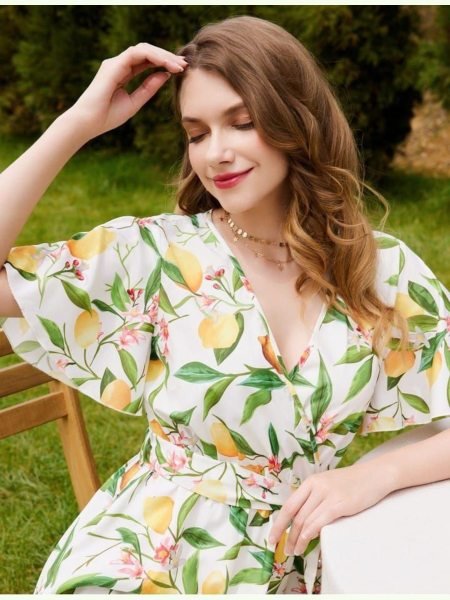 Stylish White Printed Flared Havy Maikro Crepe Dress Tunics kurti