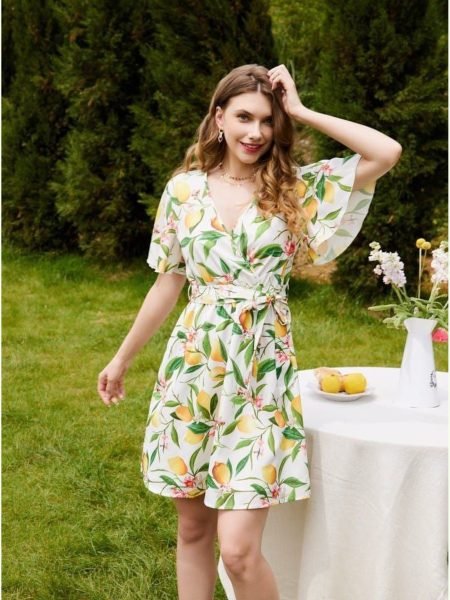 Stylish White Printed Flared Havy Maikro Crepe Dress Tunics kurti