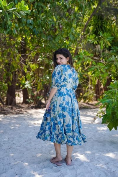 Womens Printed Maxi Western Gown Stylish Floral One Piece Dress Cotton Kurtis Wholesale
