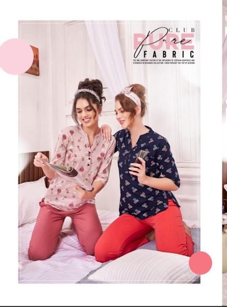 Soft Cotton Nightwear Set Printed Shirt & Track for Cozy Lounge Days Night Suit Wholesale