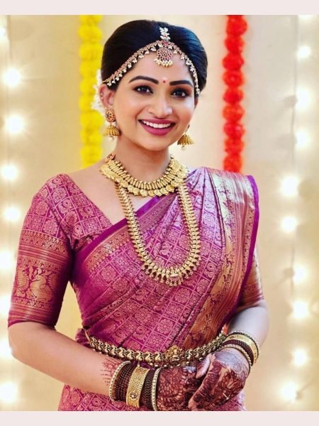Wedding Wear South Indian Soft Lichi Silk Saree  South Indian Saree 