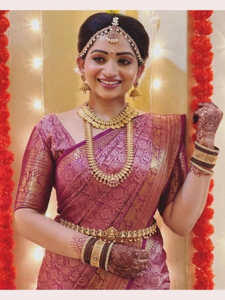 Wedding Wear South Indian Soft Lichi Silk Saree  South Indian Saree 