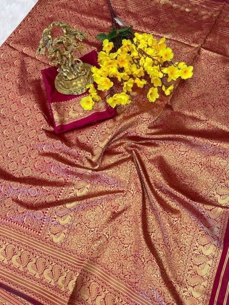Wedding Wear South Indian Soft Lichi Silk Saree  South Indian Saree 