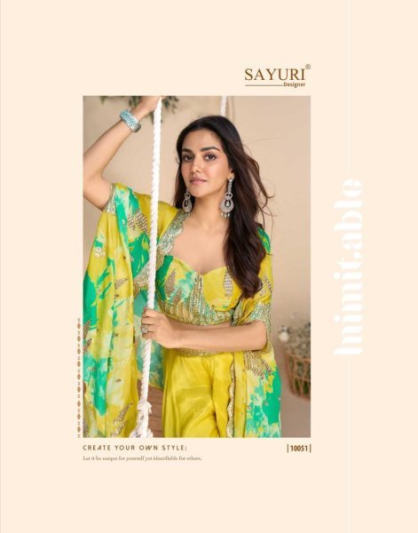 Wonaya Sayuri Chinon Indo Western Pair with Digital Floral Cape Designer Outfit  Designer Plazzo Salwar Suits Wholesale