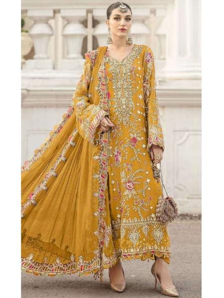 Yellow Chiffon Fabric With Embroidery khatli Work Straight Cut Pakistani Salwar Kameez In Best Rate  Salwar Kameez