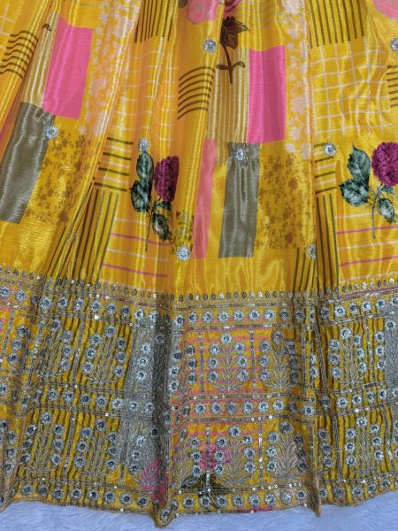 Yellow Color Chinon Silk Lehenga Choli With Sequence Work  Designer Lehenga Choli