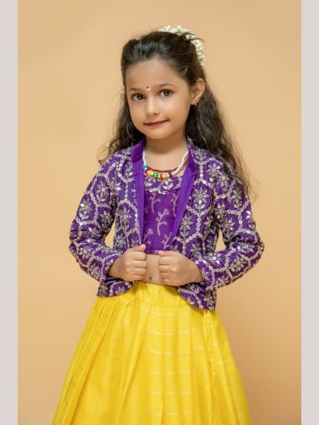 Yellow Color Chinon Silk Sequence Embroidery Lehenga Choli  Girls Wear