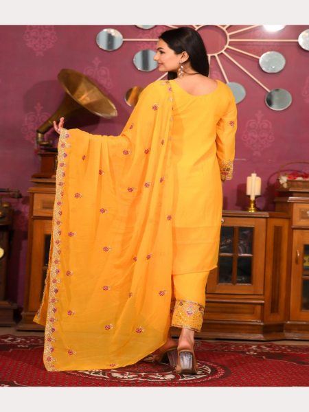 Yellow Color Fox Georgette Ready To Wear Suits  Ready To Wear Collection