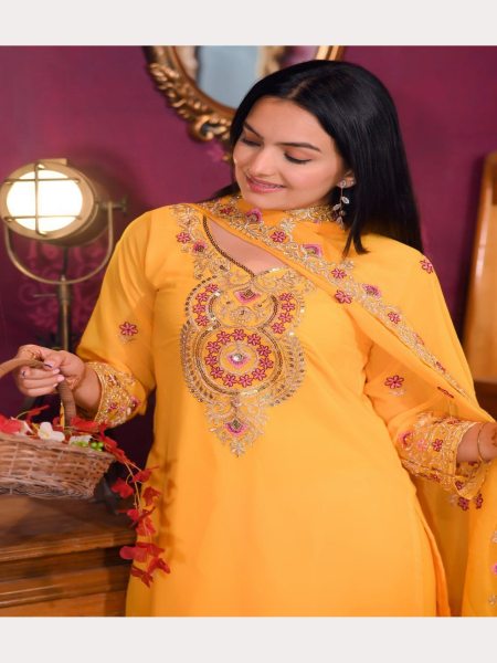 Yellow Color Fox Georgette Ready To Wear Suits  Ready To Wear Collection