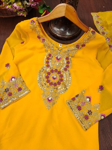 Yellow Color Fox Georgette Ready To Wear Suits  Ready To Wear Collection