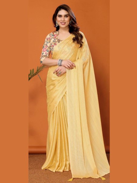 Yellow Color Kalamkari Catalogue Saree Saree Collection  Designer Wedding Sarees Wholesale