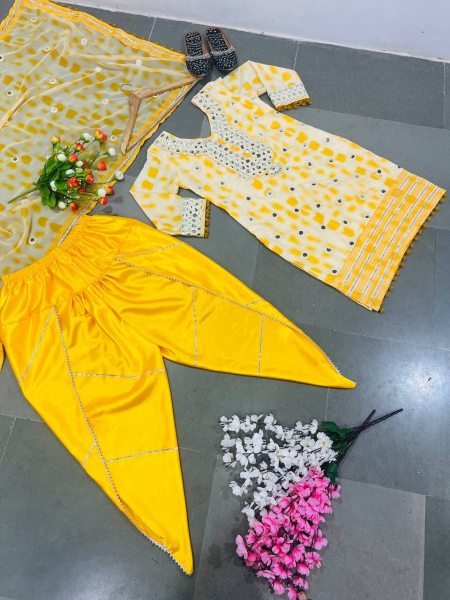 Yellow Colour Crepe With embrodery patiyala Collection  Ready To Wear Collection