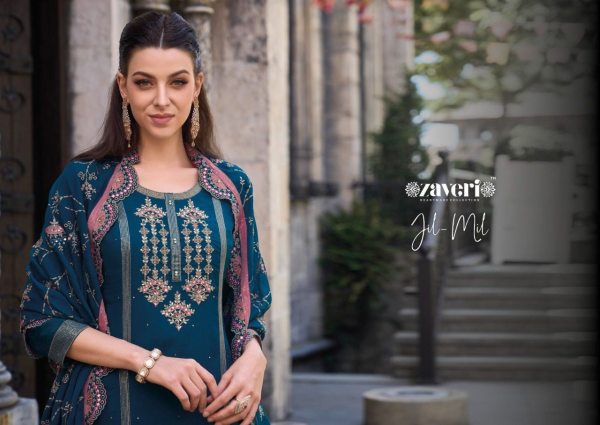 Zaveri Jilmil Soft Organza Kurti Pant With Dupatta Collection Churidar Salwar Suits Wholesale