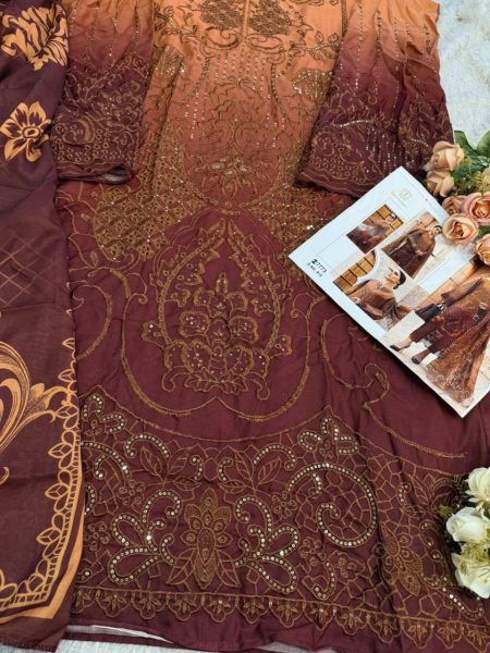 Ziaaz Designs Pakistani Cambric Cotton Embroidered Suit with Muslin Lawn Dupatta Pakistani Suits Wholesale