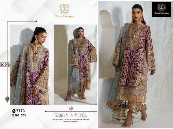 Ziaaz-Inspired Heavy Pakistani Suit Embroidered Work Royal Export Collection at Best Wholesale Price Pakistani Suits Wholesale