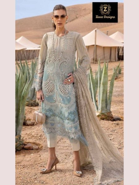 Ziaaz Pakistani Cambric Cotton Suit Set Heavy Embroidery    Moti Work Top Brand Collection at Best Price